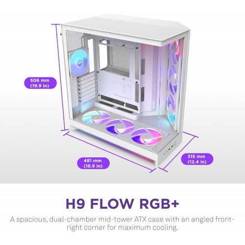 NZXT H9 Flow RGB+ White Mid-Tower ATX Case