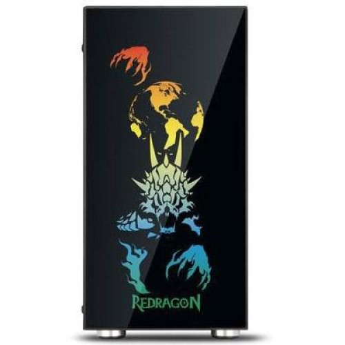   Redragon GC-608 Steeljaw Gaming PC Case   Tempered Glass, RGB Lighting & High Airflow Design