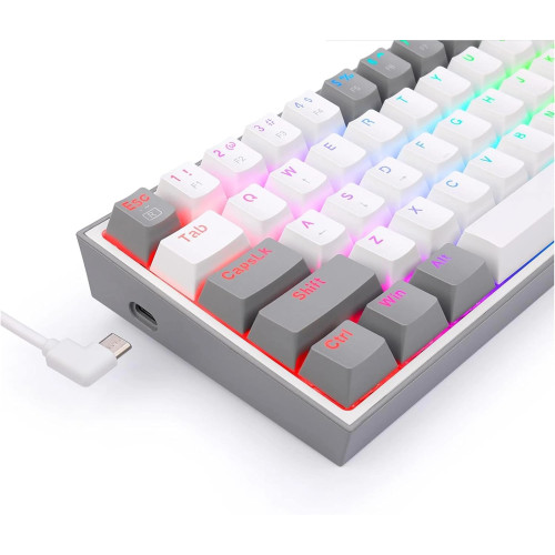 Redragon K617 Fizz RGB Wired Mechanical Gaming Keyboard White Gray – Red Switch