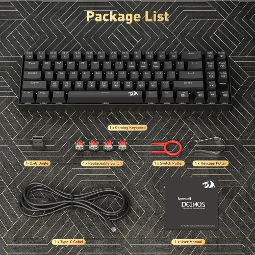 Redragon K599 Deimos Wireless RGB Mechanical Gaming Keyboard – Red Switch