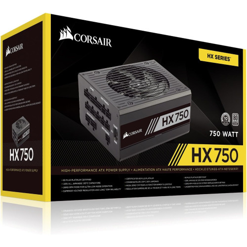 CORSAIR HX750 750W 80 PLUS Platinum Fully Modular Gaming Power Supply