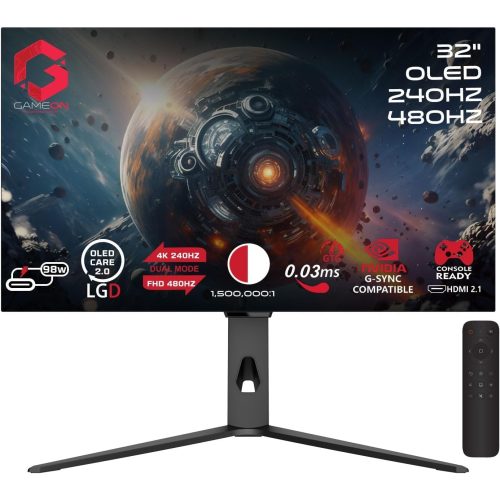 GAMEON GO32OLED4K Signature X 32-Inch OLED Dual Mode Gaming Monitor, 4K 240Hz / FHD 480Hz, 0.03ms, HDMI 2.1, G-SYNC & FreeSync – Black GAMEON GO32OLED4K Signature X 32-Inch OLED Dual Mode Gaming Monitor, 4K 240Hz / FHD 480Hz, 0.03ms, HDMI 2.1, G-SYNC & FreeSync – Black