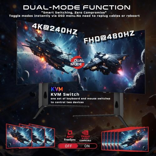 GAMEON GO32OLED4K Signature X 32-Inch OLED Dual Mode Gaming Monitor, 4K 240Hz / FHD 480Hz, 0.03ms, HDMI 2.1, G-SYNC & FreeSync – Black GAMEON GO32OLED4K Signature X 32-Inch OLED Dual Mode Gaming Monitor, 4K 240Hz / FHD 480Hz, 0.03ms, HDMI 2.1, G-SYNC & FreeSync – Black