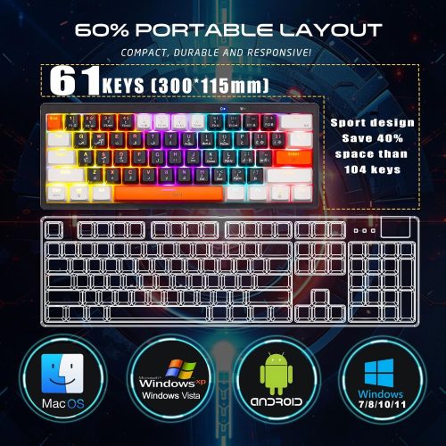 GAMEON MAGPRO GOMG1K8-RS 60% RGB Magnetic Gaming Keyboard, Hall Effect Switches, Wired USB-C, Arabic/English – Black