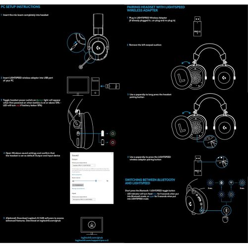 Logitech G PRO X 2 LIGHTSPEED Wireless Gaming Headset, 50mm Graphene Drivers, Bluetooth, 50-Hour Battery – Black Logitech G PRO X 2 LIGHTSPEED Wireless Gaming Headset, 50mm Graphene Drivers, Bluetooth, 50-Hour Battery – Black