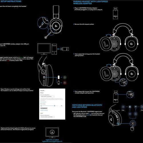 Logitech G PRO X 2 LIGHTSPEED Wireless Gaming Headset, 50mm Graphene Drivers, Bluetooth, 50-Hour Battery – Black Logitech G PRO X 2 LIGHTSPEED Wireless Gaming Headset, 50mm Graphene Drivers, Bluetooth, 50-Hour Battery – Black