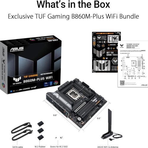 ASUS TUF GAMING B860M-PLUS WIFI Motherboard, Intel LGA1851, DDR5, PCIe 5.0, WiFi 7 – Micro-ATX ASUS TUF GAMING B860M-PLUS WIFI Motherboard, Intel LGA1851, DDR5, PCIe 5.0, WiFi 7 – Micro-ATX