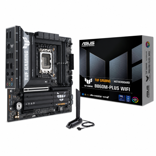ASUS TUF GAMING B860M-PLUS WIFI Motherboard, Intel LGA1851, DDR5, PCIe 5.0, WiFi 7 – Micro-ATX ASUS TUF GAMING B860M-PLUS WIFI Motherboard, Intel LGA1851, DDR5, PCIe 5.0, WiFi 7 – Micro-ATX