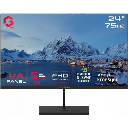 شاشة العاب جيم اون GB24F75  مقاس 24  هرتز 75 هرتز   GAMEON GB24F75 Basic Series Gaming Monitor FHD VA Panel, 75Hz, 5ms Built-in Speakers, Support PS5 Black  