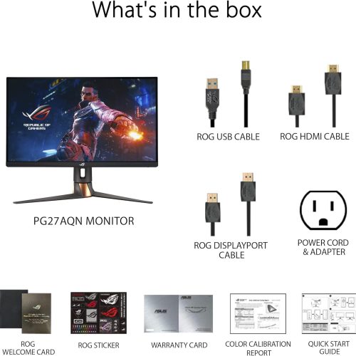 ASUS ROG Swift PG27AQN 27” QHD 360Hz Fast IPS Gaming Monitor, 1ms, G-SYNC, HDR600 ASUS ROG Swift PG27AQN 27” QHD 360Hz Fast IPS Gaming Monitor, 1ms, G-SYNC, HDR600
