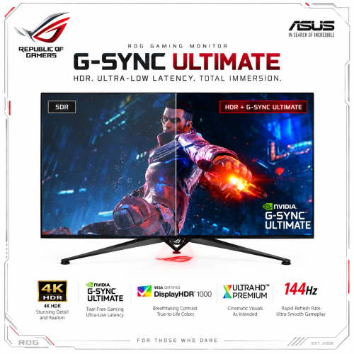 ASUS ROG Swift PG65UQ 65-inch 4K UHD 144Hz HDR Gaming Monitor with NVIDIA G-SYNC Ultimate