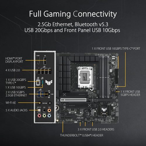 ASUS TUF GAMING B760M-PLUS WIFI II Intel B760 LGA1700 DDR5 WiFi 6E PCIe 5.0 Motherboard ASUS TUF GAMING B760M-PLUS WIFI II Intel B760 LGA1700 DDR5 WiFi 6E PCIe 5.0 Motherboard