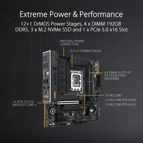 ASUS TUF GAMING B760M-PLUS WIFI II Intel B760 LGA1700 DDR5 WiFi 6E PCIe 5.0 Motherboard ASUS TUF GAMING B760M-PLUS WIFI II Intel B760 LGA1700 DDR5 WiFi 6E PCIe 5.0 Motherboard