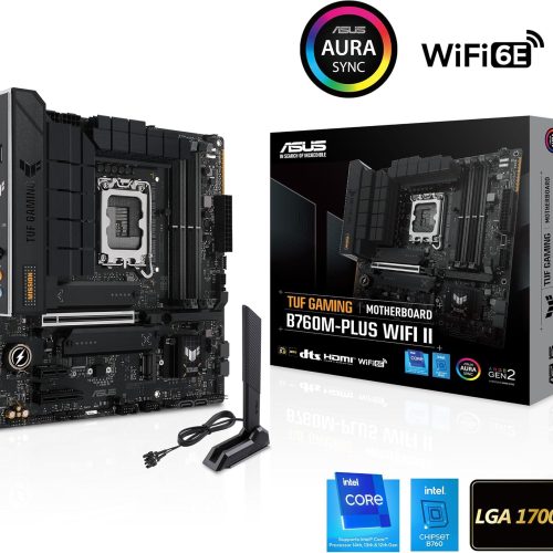 ASUS TUF GAMING B760M-PLUS WIFI II Intel B760 LGA1700 DDR5 WiFi 6E PCIe 5.0 Motherboard ASUS TUF GAMING B760M-PLUS WIFI II Intel B760 LGA1700 DDR5 WiFi 6E PCIe 5.0 Motherboard