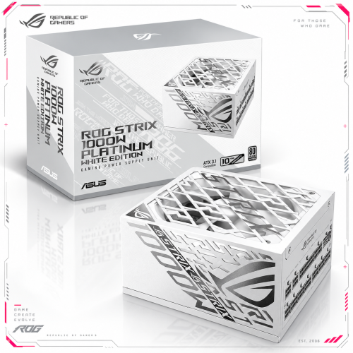 ASUS ROG Strix 1000W Platinum White Edition 1000W 80 PLUS Platinum ATX 3.1 PCIe 5.1 White Power Supply ASUS ROG Strix 1000W Platinum White Edition 1000W 80 PLUS Platinum ATX 3.1 PCIe 5.1 White Power Supply