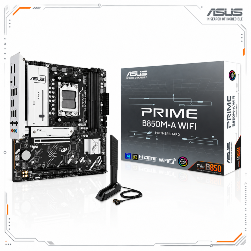 ASUS PRIME B850M-A WIFI Motherboard, AMD AM5, DDR5, PCIe 5.0, WiFi 6E – Micro-ATX ASUS PRIME B850M-A WIFI Motherboard, AMD AM5, DDR5, PCIe 5.0, WiFi 6E – Micro-ATX