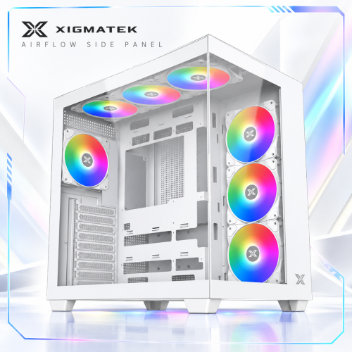 Xigmatek Aqua V Arctic White Gaming Chassis with ARGB Fans Xigmatek Aqua V Arctic White Gaming Chassis with ARGB Fans