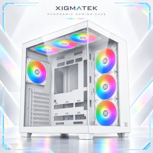 Xigmatek Aqua V Arctic White Gaming Chassis with ARGB Fans Xigmatek Aqua V Arctic White Gaming Chassis with ARGB Fans