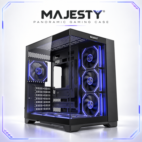 Majesty BARQ 7 ARGB Mid Tower Black Gaming Case with 7 Fans