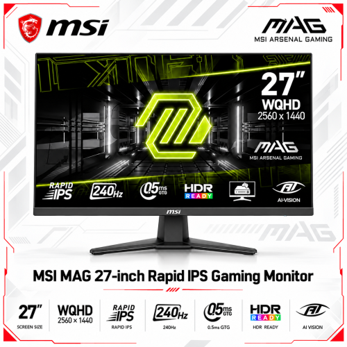 MSI MAG 274QF X24 27-inch Gaming Monitor, WQHD 2K, 240Hz, 0.5ms, Rapid IPS, FreeSync Premium, HDR Ready, Black MSI MAG 274QF X24 27-inch Gaming Monitor, WQHD 2K, 240Hz, 0.5ms, Rapid IPS, FreeSync Premium, HDR Ready, Black