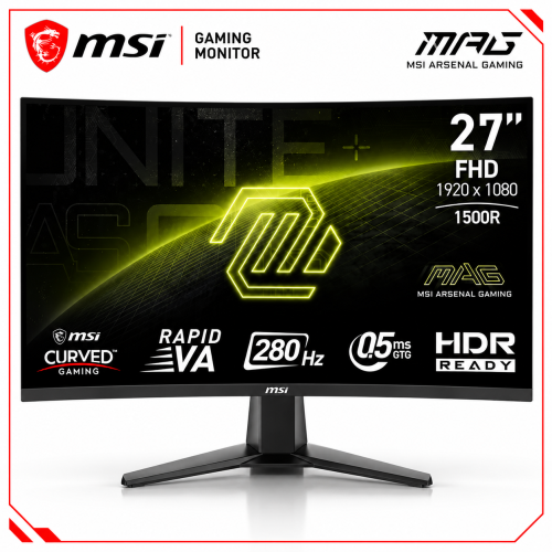 MSI MAG 276CXF 27-inch Curved Gaming Monitor, FHD, 280Hz, 0.5ms, Rapid VA, 1500R, Adaptive-Sync, HDR Ready, Black
