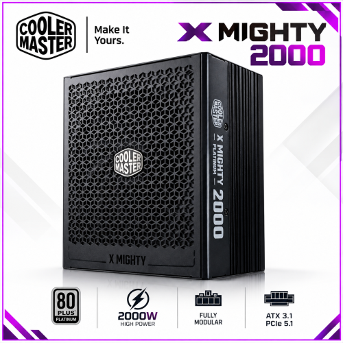 Cooler Master X Mighty 2000W 80 PLUS Platinum Fully Modular ATX 3.1 Power Supply, Dual 12V-2x6, Black