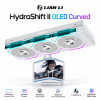 Lian Li HydroShift II OLED Curved 360 TL FLEX 360mm AIO Liquid CPU Cooler, 6.67-inch 2K 60Hz Curved OLED Display, White