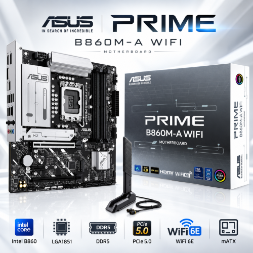 ASUS PRIME B860M-A WIFI | Intel Micro-ATX DDR5 Motherboard