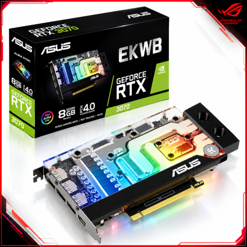 كرت شاشة اسوس ار تي اكس 3070 ASUS EKWB GeForce RTX｜ذاكرة 8GB | تبربد مائي | طراز ‎ EKWB GeForce RTX™ 3070 