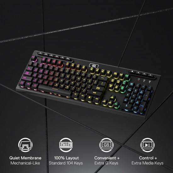 -Redragon K513 Aditya Wired Membrane Gaming Keyboard  Black