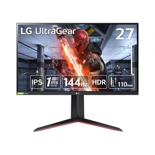 LG 27GN65R-B UltraGear Gaming Monitor, 27 inch, Full HD, IPS, 144Hz, 1 ms (GTG), G-SYNC Compatible