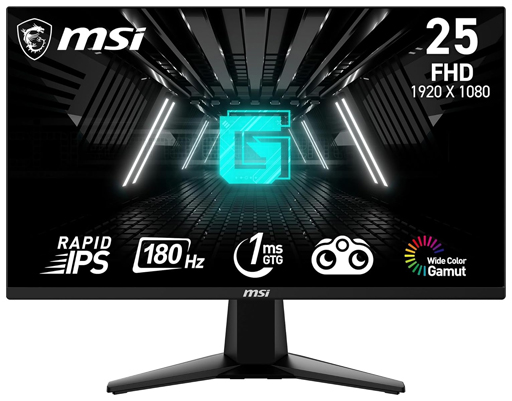 شاشة ام اس اي MSI | بدقة (1920*1080) | مقاس 25 انش | من جيم ام اس أي MSI | لوحة IPS | استجابة 1 مللي ثانية | معدل تحديث 180 هرتز | طراز G255F