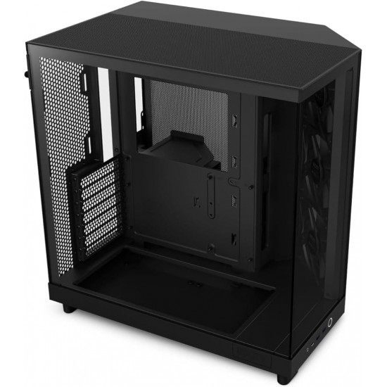 صندوق كمبيوتر العاب  H6 Flow Tempered Glass | حجم متوسط | يدعم ATX | من شركة  NZXT | اسود | طراز H6 Flow Tempered Glass