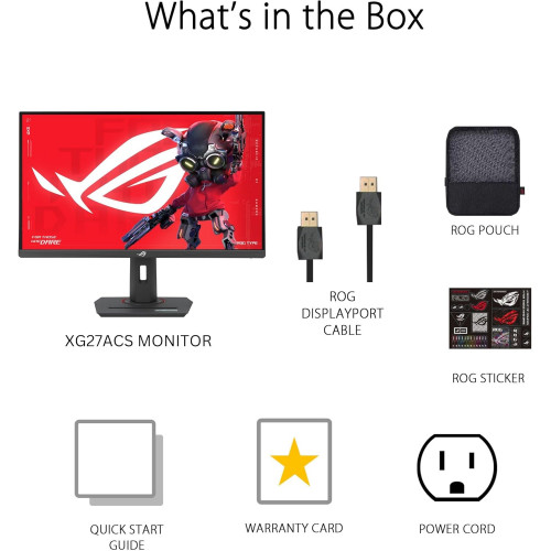 شاشة العاب أسوس روج ستريكس ASUS ROG Strix | بدقة (2560x1440) | مقاس 27 انش | من اسوس Asus | لوحة  IPS| استجابة  1مللي ثانية | معدل تحديث 180 هرتز |  طراز XG27ACS