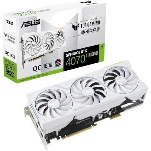 كرت شاشة اسوس توف 4070 تي أي سوبر  ASUS TUF 4070 Ti SUPER | ذاكرة 16GB | تردد مكسور السرعة (OC) | ابيض | طراز  TUFRTX4070TISO16GBTFWHITE