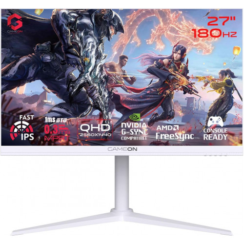 شاشة العاب جيم اون ارتيك برو GAMEON Artic Pro Series | بدقة QHD (2560x1440) | مقاس 27 انش | لوحة IPS | استجابة 0.3 مللي ثانية | لون ابيض | معدل تحديث 180 هرتز | طراز GOA27QHD180IPS شاشة العاب جيم اون ارتيك برو GAMEON Artic Pro Series | بدقة QHD (2560x1440) | مقاس 27 انش | لوحة IPS | استجابة 0.3 مللي ثانية | لون ابيض | معدل تحديث 180 هرتز | طراز GOA27QHD180IPS