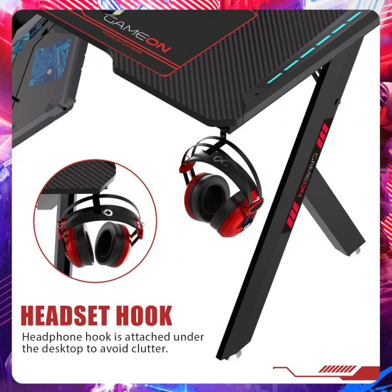 طاولة العاب جيم اون GAMEON GO-Hawksbill Series | أضواء RGB | حجم 120x60x72 سم | طراز GO-Hawksbill