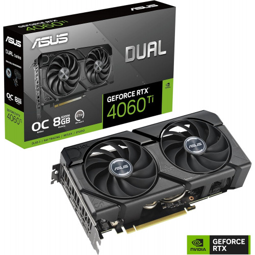 كرت شاشة اسوس دول ايفو 4060TI 8جيجابايت ASUS Dual GeForce RTX 4060 Ti O8G EVO كرت شاشة اسوس دول ايفو 4060TI 8جيجابايت ASUS Dual GeForce RTX 4060 Ti O8G EVO