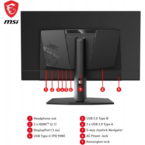شاشة الألعاب  ام اس اي ماج   321URX QD-OLED بحجم 31.5 بوصة 4K UHD ومعدل تحديث 240 هرتز   MSI MPG 321URX QD-OLED 31.5" 4K UHD 240Hz
