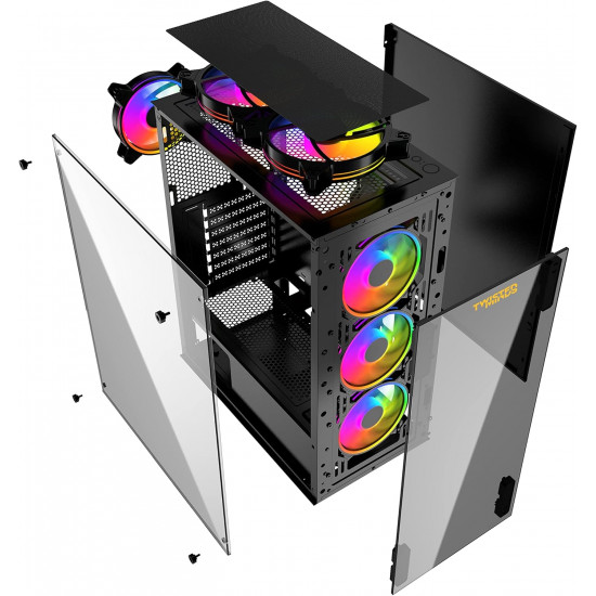 Twisted Minds Titan Glass Mid Tower Gaming Case  Black