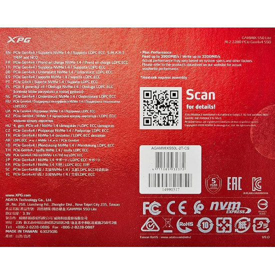 ADATA SSD XPG GAMMIX S50 2TB PCIe 4 M2 2280