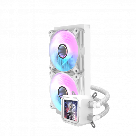  DarkFlash DV240S – 240mm ARGB Liquid CPU Cooler with Hydraulic Fans – White