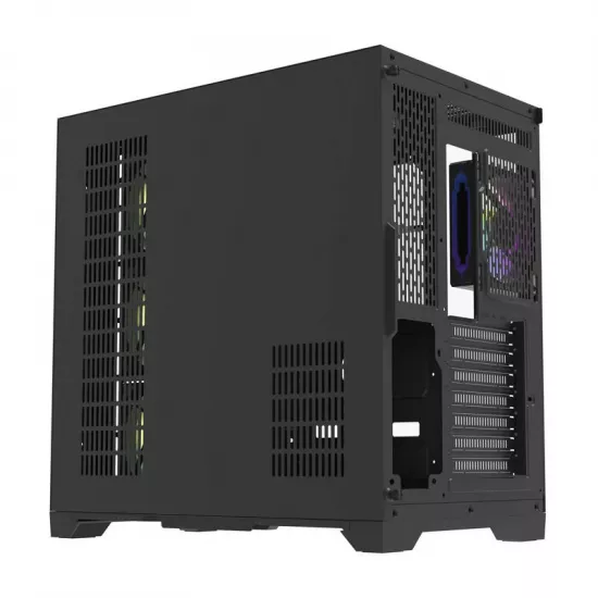 Aigo FT418 PRO ATX Mid-Tower Gaming Case with 7 ARGB Fans and Tempered Glass – Black