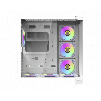 Aigo FT418 PRO ATX Mid-Tower Gaming Case with 7 ARGB Fans and Tempered Glass – White