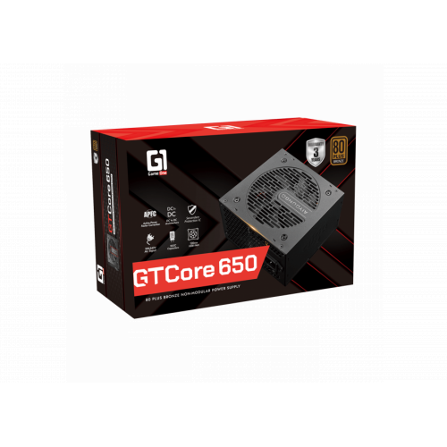 GAMEONE GTCore 650W PSU – 80+ Bronze, Flat Cables, Silent Fan