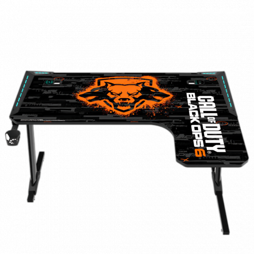 GameOn Call of Duty BLACK OPS 6-R Raptor RGB Gaming Table – Full Surface Mouse Pad, Wireless Charger, USB Hub, Headphone & Cup Holder