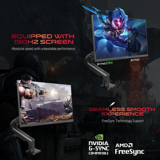 GameOn GOM24FHD190IPSX – 24"  190Hz, 0.5ms, Fast IPS, HDMI 2.1, Black with Monitor Arm