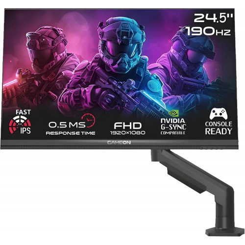 GameOn GOM24FHD190IPSX – 24"  190Hz, 0.5ms, Fast IPS, HDMI 2.1, Black with Monitor Arm