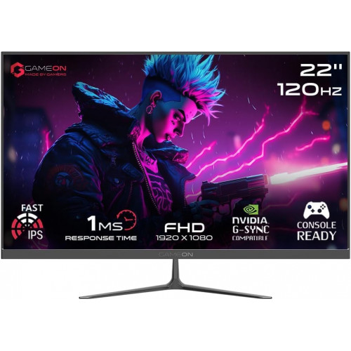  GAMEON GOES22FHD120IPS 22 Inch Gaming Monitor, 0.5ms, HDMI 2.1, Black