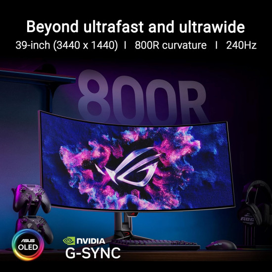 ASUS ROG Swift OLED PG39WCDM – 39" UWQHD Curved Gaming Monitor, 240Hz, 0.03ms, HDR, G-SYNC/FreeSync, HDMI 2.1, USB-C 90W